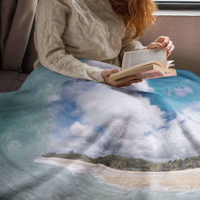 Beautiful Ocean Wave Crashing Beach Fleece Blanket (Creator Uploaded)