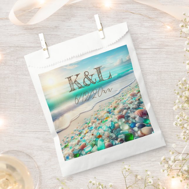 Beautiful Ocean Waves and Sea Glass Personalised Favour Bag (Clipped)