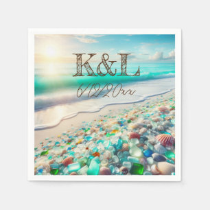Beautiful Ocean Waves and Sea Glass Personalised Napkin