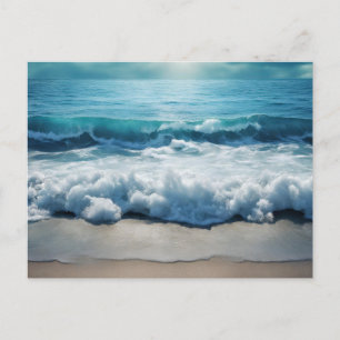 Beautiful Ocean Waves Crashing at the Beach  Postcard