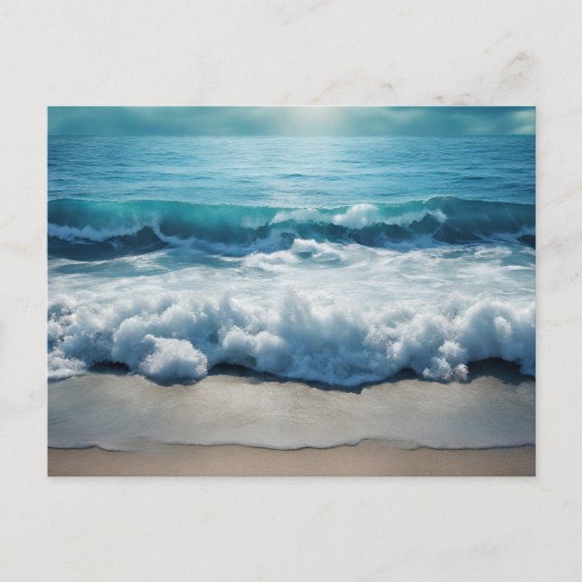 Beautiful Ocean Waves Crashing at the Beach  Postcard (Front)