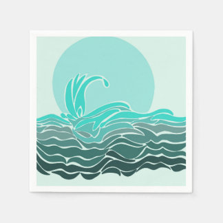 Beautiful ocean waves & sunset napkin