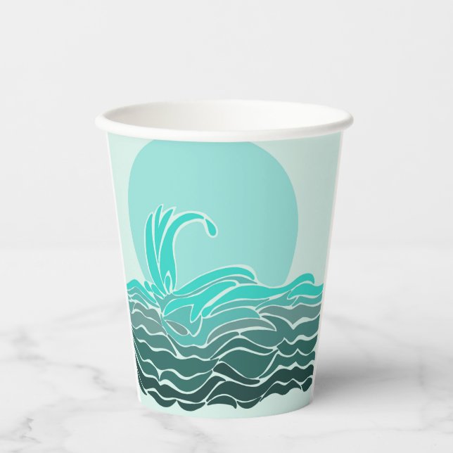 Beautiful ocean waves & sunset paper cups (Front)