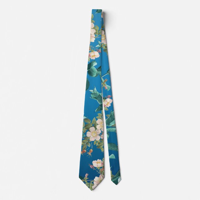 Beautiful Oceanic Blue Floral and Botanical Chic   Tie (Front)