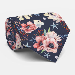 Beautiful Oceans Symbols Over Deep Blue Tie