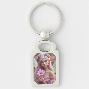 Beautiful October Fairy in Cosmos Key Ring