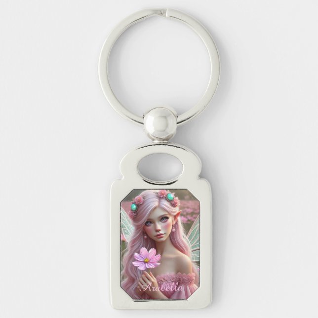 Beautiful October Fairy in Cosmos Key Ring (Front)