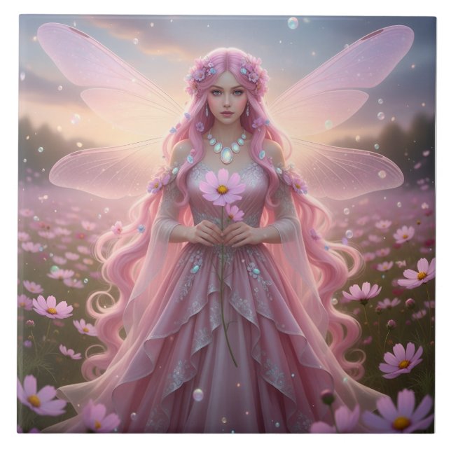 Beautiful October Opal Fairy Ceramic Tile (Front)