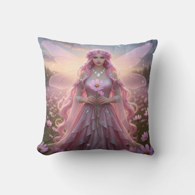 Beautiful October Opal Fairy Cushion (Front)