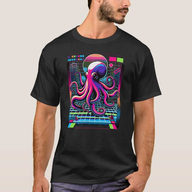 Beautiful Octopus Animal watching on Zoo Safari Oc T-Shirt (Front)