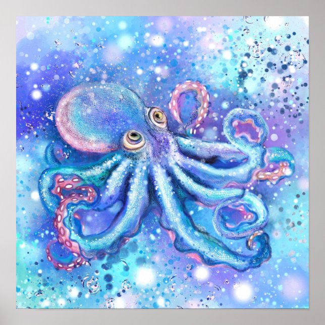 Beautiful Octopus Poster - Painting (Front)