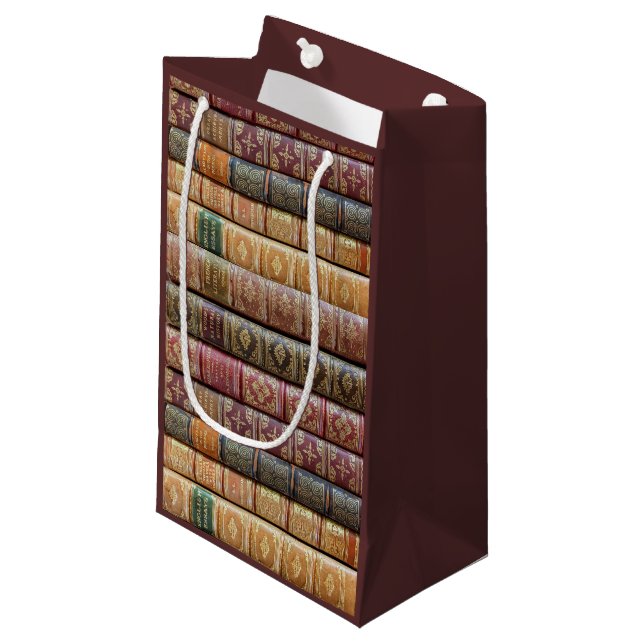 Beautiful Old Banded Book Spines Small Gift Bag (Front Angled)