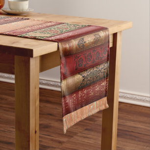 Beautiful Old Book Spines (Red & Beige) Short Table Runner