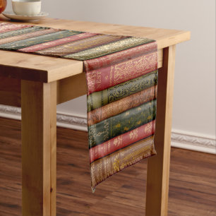 Beautiful Old Book Spines (Sage, Beige, Rose) Short Table Runner