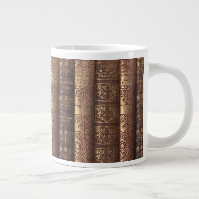 Beautiful Old Books (Dumas) Large Coffee Mug (Right)
