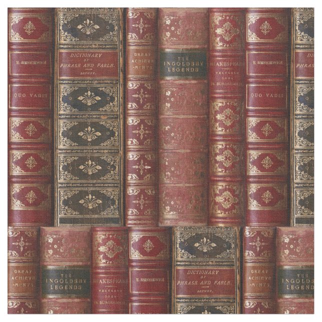 Beautiful Old Books  Fabric (Close Up)