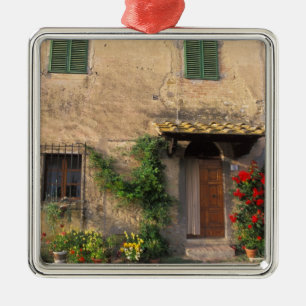 Beautiful old home with flowers at San Gimignano Metal Tree Decoration