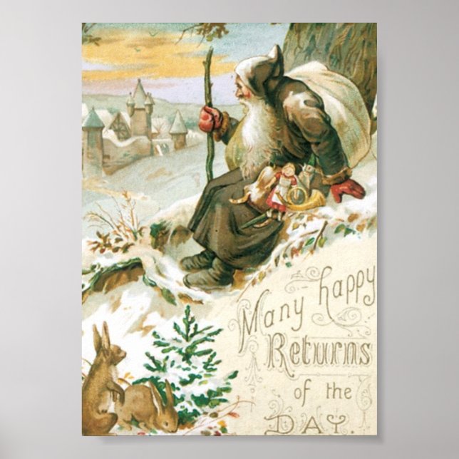 Beautiful old painting of Santa Claus Poster (Front)