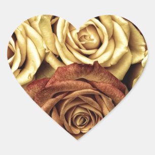 Beautiful Old Roses Heart Sticker