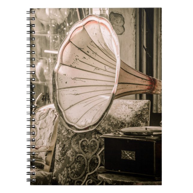 Beautiful Old Style Antique Phonograph Notebook (Front)