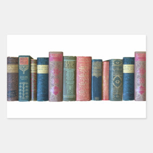 Beautiful old vintage books, book spines rectangular sticker