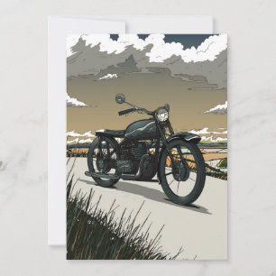 Beautiful Old Vintage Motorcycle Invitation