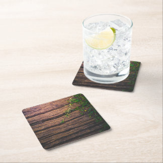 beautiful old wood square paper coaster