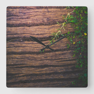 beautiful old wood square wall clock