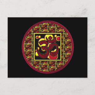 Beautiful Om Aum Symbol w/Circles and Squares Postcard