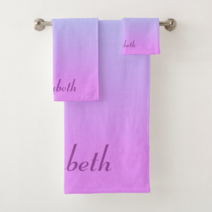 Beautiful Ombre Lavender and Blue Bath Towel Set