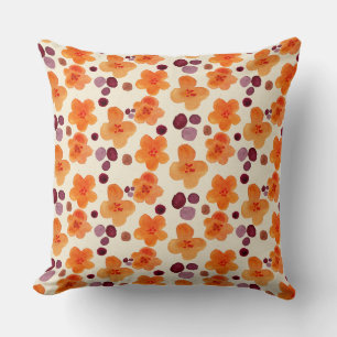 Beautiful Orange And Purple Floral Cushion