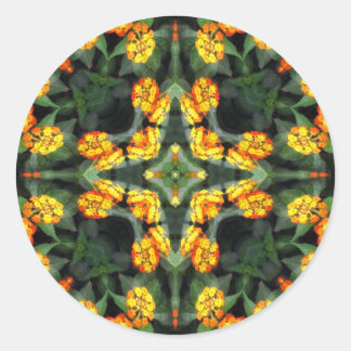 Beautiful Orange and Yellow Lantana Kaleidoscope 4 Classic Round Sticker