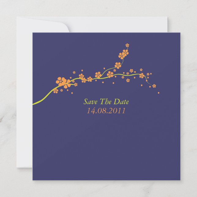 Beautiful Orange Blossom Wedding Save the Date (Front)