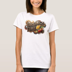 Beautiful Orange BRUNCH TIME Print T-Shirt