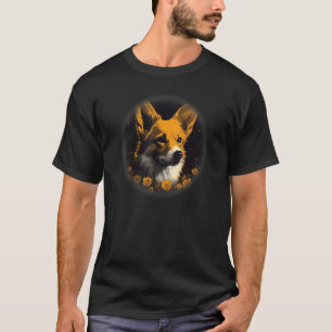 beautiful Orange corgi dog portrait sunflowers, fl T-Shirt