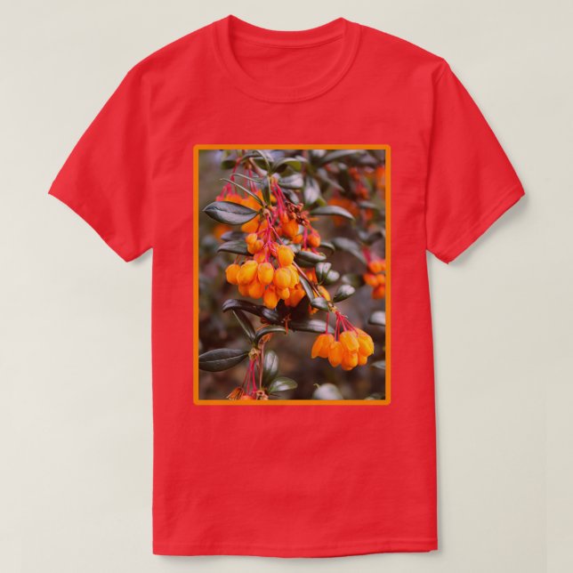 Beautiful Orange Darwins Barberry Flowers 3 T-Shirt (Design Front)