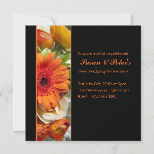Beautiful Orange Flower Anniversary Invitation