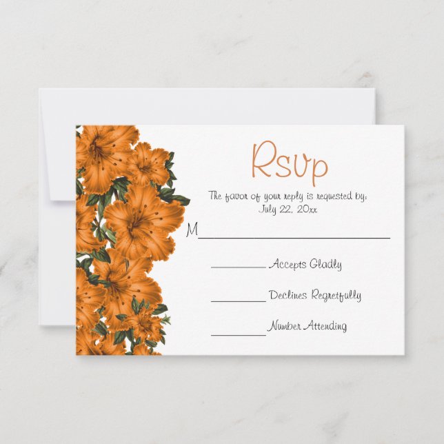 Beautiful Orange Flower Lilies - Wedding RSVP (Front)