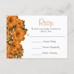 Beautiful Orange Flower Lilies - Wedding RSVP Card