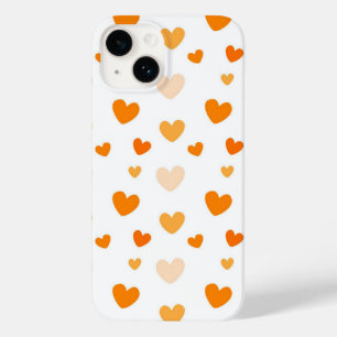 Beautiful orange hearts pattern Case-Mate iPhone 14 case