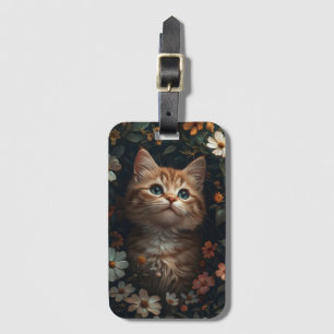 Beautiful Orange Kitten with Wildflowers Luggage Tag