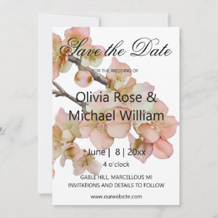 Beautiful orange pink floral SAVE THE DATE Invitation