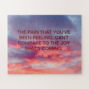 Beautiful Orange red and red sunset Bible quotes J Jigsaw Puzzle