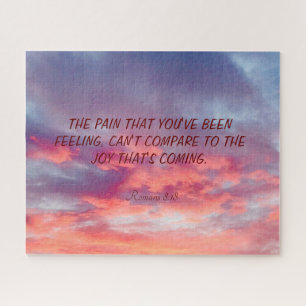 Beautiful Orange red and red sunset Bible quotes J Jigsaw Puzzle