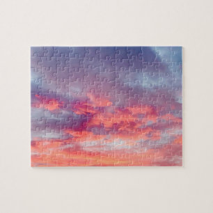 Beautiful Orange red and red sunset summer sky Jigsaw Puzzle