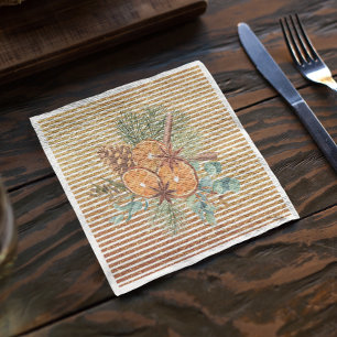 Beautiful Orange Slice Pine Bouquet Christmas   Napkin