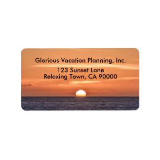 Beautiful Orange Sunset in the Ocean Address Label