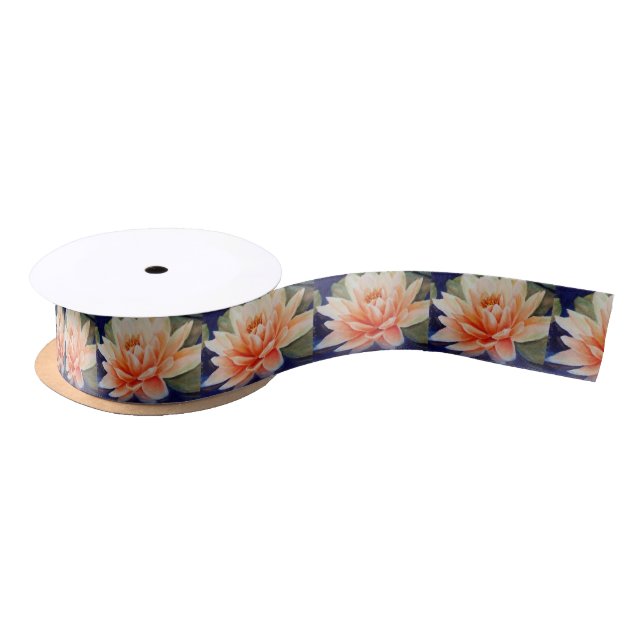 Beautiful Orange Waterlily Flower Satin Ribbon (Spool)