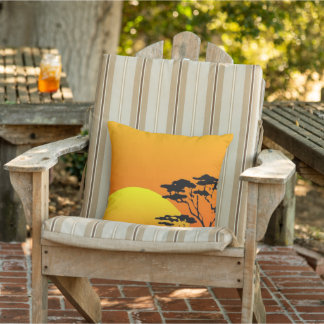 Beautiful Orange Yellow African Safari Sunset Cushion