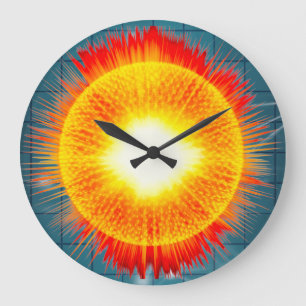 Beautiful Orange Yellow and Aqua Background Large Clock